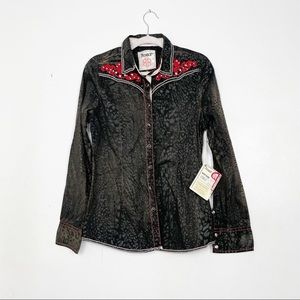 NEW Western Roar Embroidered Snap Button Down Shirt